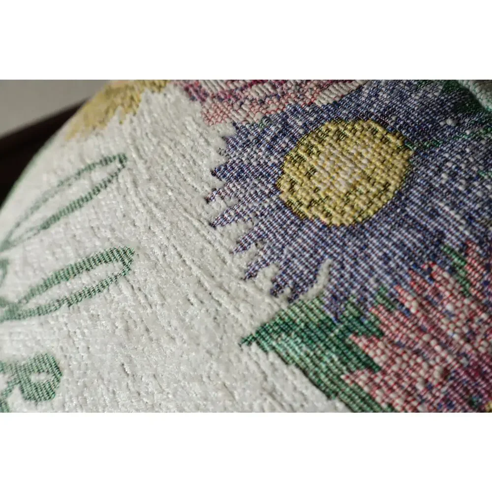 Vintage Bluebird Daisies Pillow Bless this Nest Round Circle Tapestry Floral